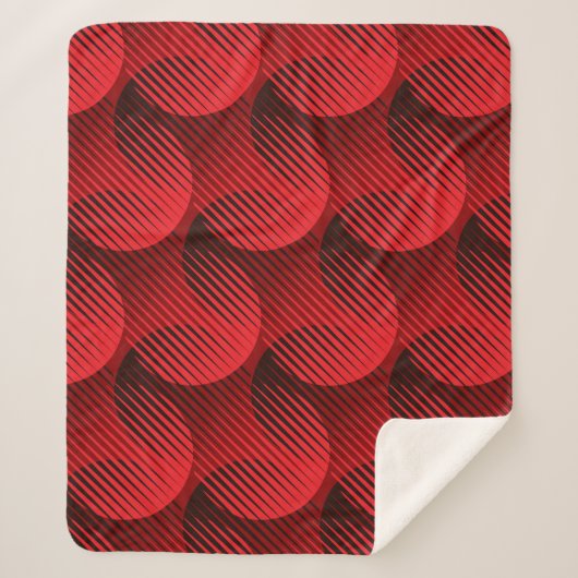 Rood Geometrisch: Raster Line Art Sherpa Deken (Voorkant)
