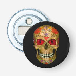 Rood-geoogste suiker schedel Magnetische flesopeni Button Flesopener