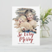 Rood gepenseld, heel prettig jaar in Review portre Feestdagenkaart (Staand voorkant)