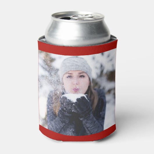 Rood Gepersonaliseerd 2 het Malplaatje van de Foto Blikjeskoeler (Blikje Voorkant)
