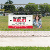 Rood Gepersonaliseerd Afstuderen banner: COVID-19 Spandoek (Insitu)