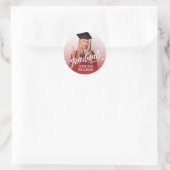 Rood Gepersonaliseerd Afstuderen Foto Afstuderen P Ronde Sticker (Tas)