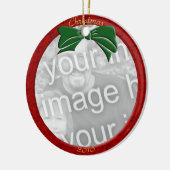 Rood gepersonaliseerd foto Ornament (Links)