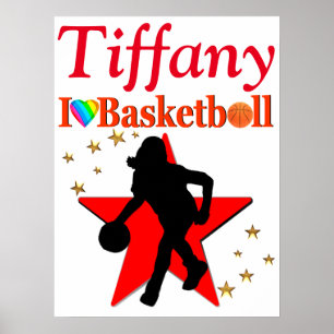 ROOD GEPERSONALISEERD MEISJE BASKETBAL POSTER