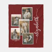 Rood Gepersonaliseerd met naam 5 Fotocollage Fleece Deken (Voorkant)