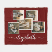 Rood Gepersonaliseerd met naam 5 Fotocollage Fleece Deken (Voorkant (Horizontaal))