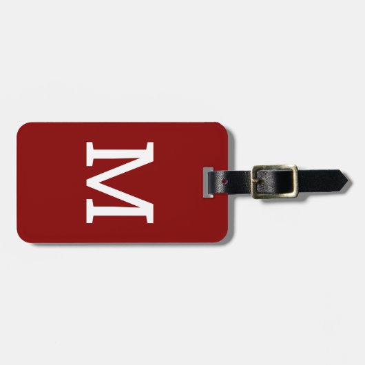 Rood Gepersonaliseerd Monogram Initiaal Bagagelabe Bagagelabel (Voorkant horizontaal)