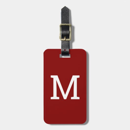 Rood Gepersonaliseerd Monogram Initiaal Bagagelabe Bagagelabel (Voorkant verticaal)