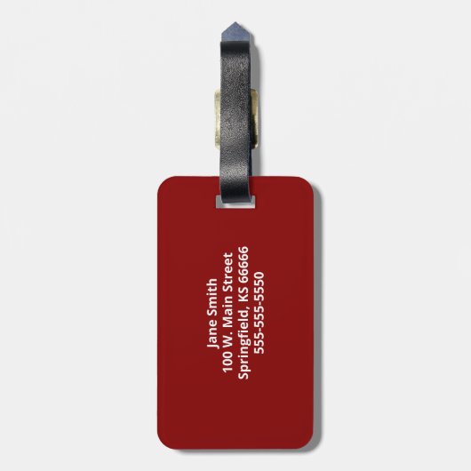 Rood Gepersonaliseerd Monogram Initiaal Bagagelabe Bagagelabel (Achterkant verticaal)