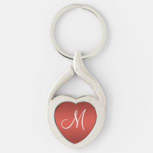 Rood gepersonaliseerd monogram sleutelhanger