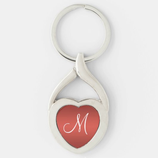 Rood gepersonaliseerd monogram sleutelhanger (Voorkant)
