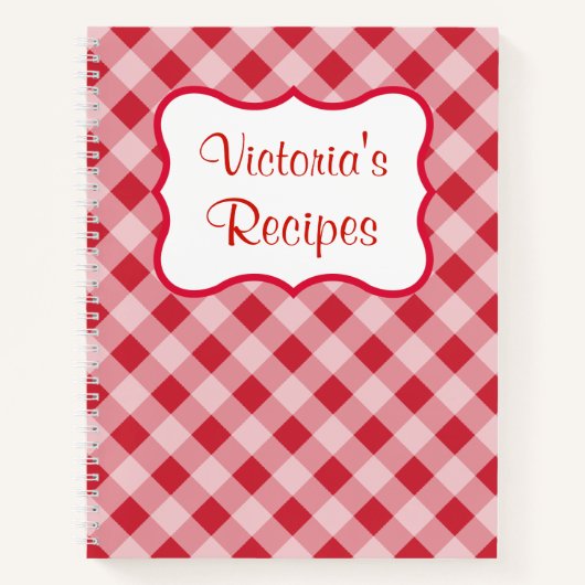 Rood Gepersonaliseerd Recept Kookboek Notitieboek  (Voorkant)