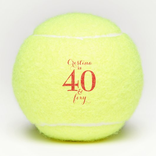 Rood Gepersonaliseerde 40 & Foxy Tennisballen (Voorkant)