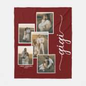 Rood Gepersonaliseerde Gigi Grandkid 5 Fotocollage Fleece Deken (Voorkant)