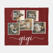 Rood Gepersonaliseerde Gigi Grandkid 5 Fotocollage Fleece Deken (Voorkant (Horizontaal))