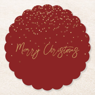 Rood Gepersonaliseerde Gouden Naam Glitter Sparkle Kartonnen Onderzetters