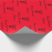 Rood gepersonaliseerde Merry Kerstbell matte finis Cadeaupapier (Hoek)