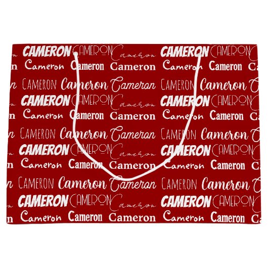 Rood Gepersonaliseerde Naam Font Collage Kerstmis Groot Cadeauzakje (Voorkant)