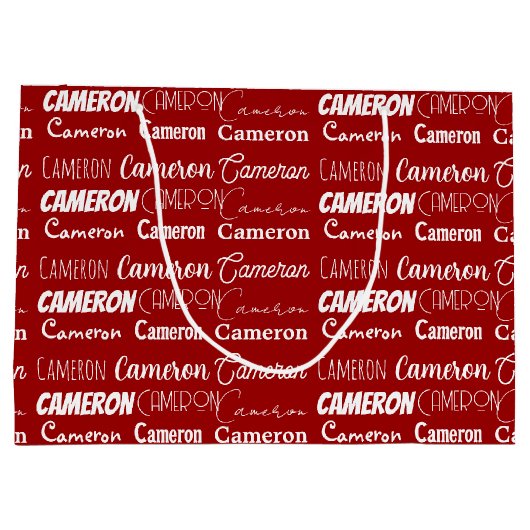 Rood Gepersonaliseerde Naam Font Collage Kerstmis Groot Cadeauzakje (Achterkant)