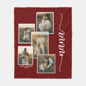 Rood Gepersonaliseerde Nana Grandkid 5 Fotocollage Fleece Deken (Voorkant)