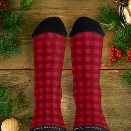 Rood geplakt Cozy Knit look Print - jouw naam / te Sokken