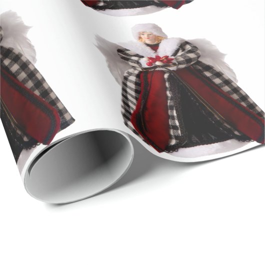 Rood geplakt engel wit inpakpapier (Rol Hoek)