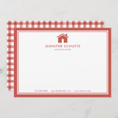 Rood geplakt, gepersonaliseerd tapijtschelp notitiekaartje (Voorkant / Achterkant)