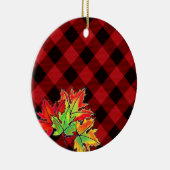 Rood geplakt Herfst Maple Leaves county classic Keramisch Ornament (Rechts)