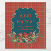 Rood geplakt kerstcadeaubonetiket wijn etiket (Enkel label)