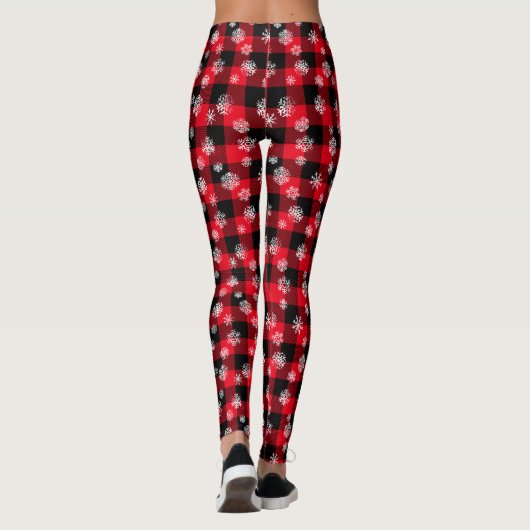 Rood geplakt kerstpatroon leggings (Achterkant)