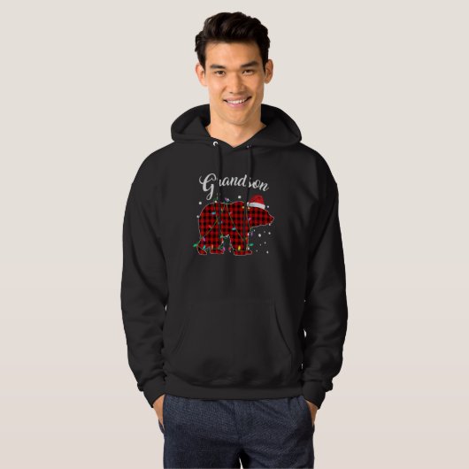 Rood geplakt kleinzoon Beer Matching Buffalo Pajam Hoodie (Voorkant volledig)