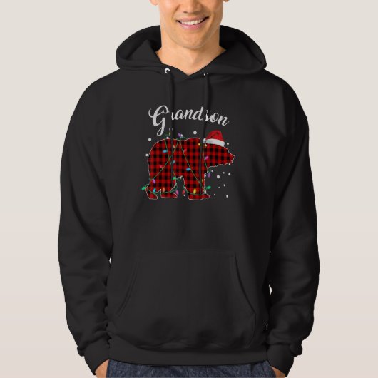 Rood geplakt kleinzoon Beer Matching Buffalo Pajam Hoodie (Voorkant)