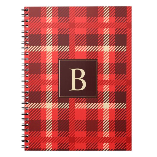 Rood geplakt met aangepast monogram notitieboek (Voorkant)