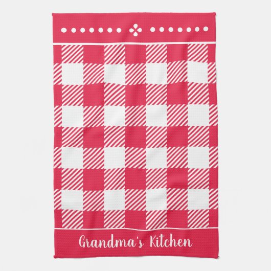 rood geplakt naam theedoek (Verticaal)