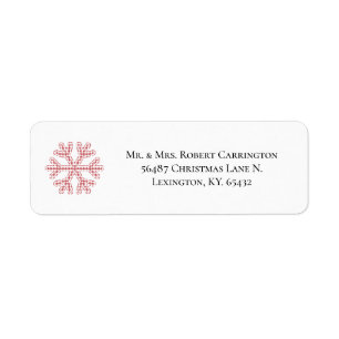 Rood geplakt Snowflake Typografie Retouradres Etiket