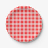 Rood geraffineerd gingham-patroonpapier borden papieren bordje (Voorkant)