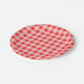 Rood geraffineerd gingham-patroonpapier borden papieren bordje (Gekanteld)