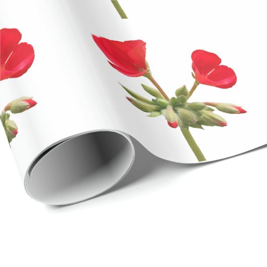 Rood Geranium bloemen inpakpapier (Rol Hoek)