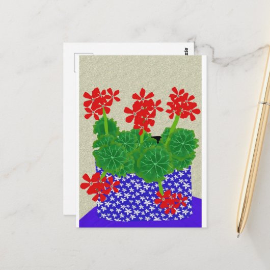 Rood geraniumBriefkaart Briefkaart (Voorkant / Achterkant in situ)
