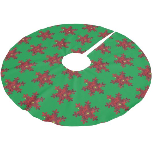 Rood-Gerbera Daisy Snowflake Pattern-rok Kerstboom Rok (Gekanteld)