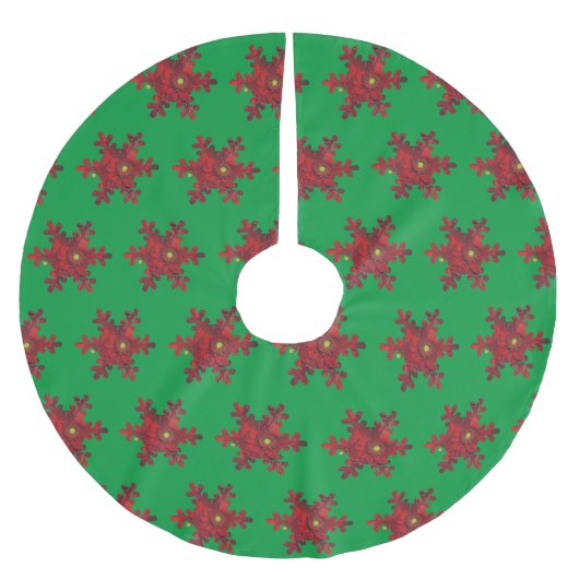 Rood-Gerbera Daisy Snowflake Pattern-rok Kerstboom Rok (Voorkant)