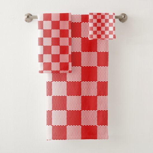 Rood geruit geometrisch bad handdoek (Insitu)