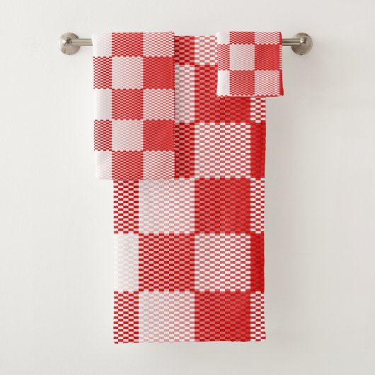 Rood geruit geometrisch bad handdoek (Insitu)