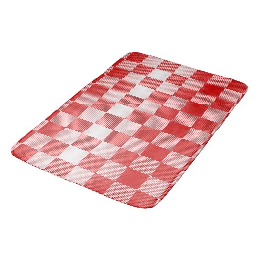 Rood geruit geometrisch badmat (Gekanteld)