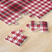 Rood geruit geruit tartantextuur legpuzzel (Zijkant)