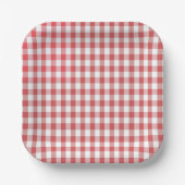 Rood Geruit gingham tafelkleed patroon bbq Papieren Bordje (Voorkant)