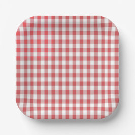 Rood Geruit gingham tafelkleed patroon bbq Papieren Bordje