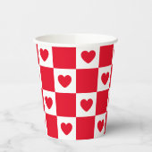 Rood geruit hartpatroon papieren bekers (Links)