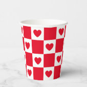 Rood geruit hartpatroon papieren bekers (Rechts)