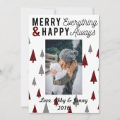 Rood geruit kerstkaart 5x7 moderne driehoek bomen (Voorkant)